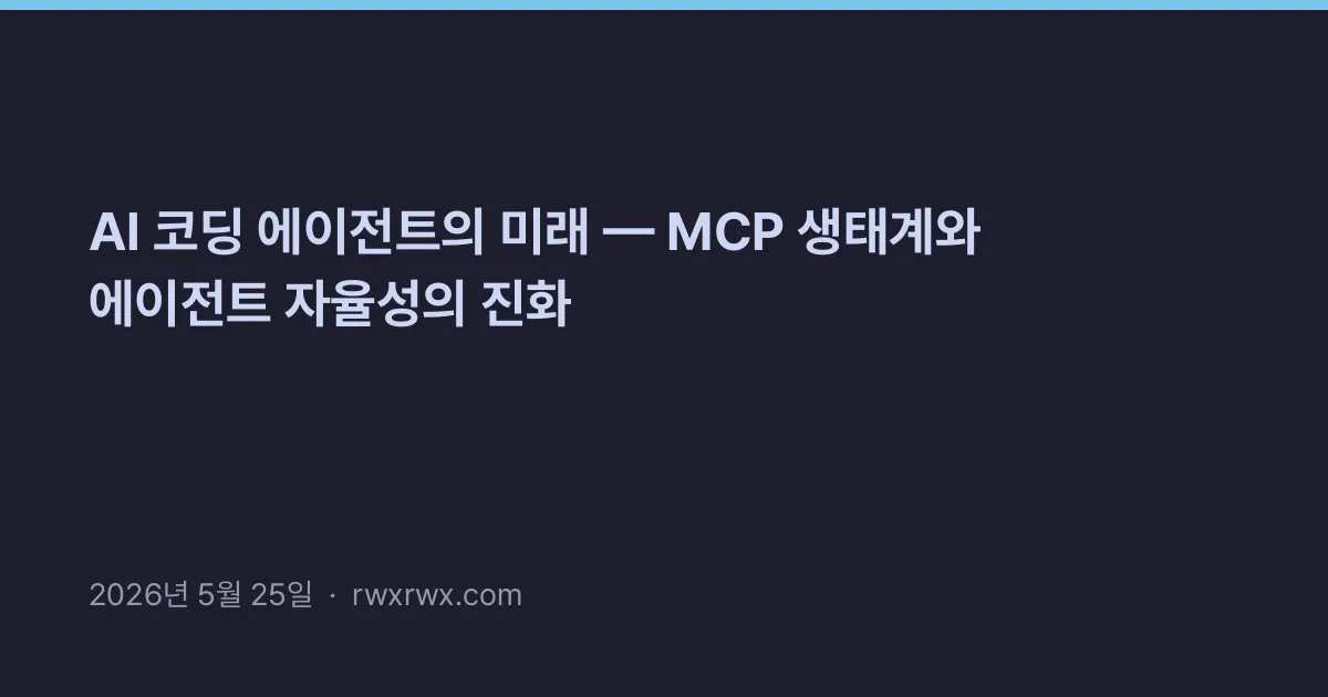 Thumbnail for AI 코딩 에이전트의 미래 — MCP 생태계와 에이전트 자율성의 진화