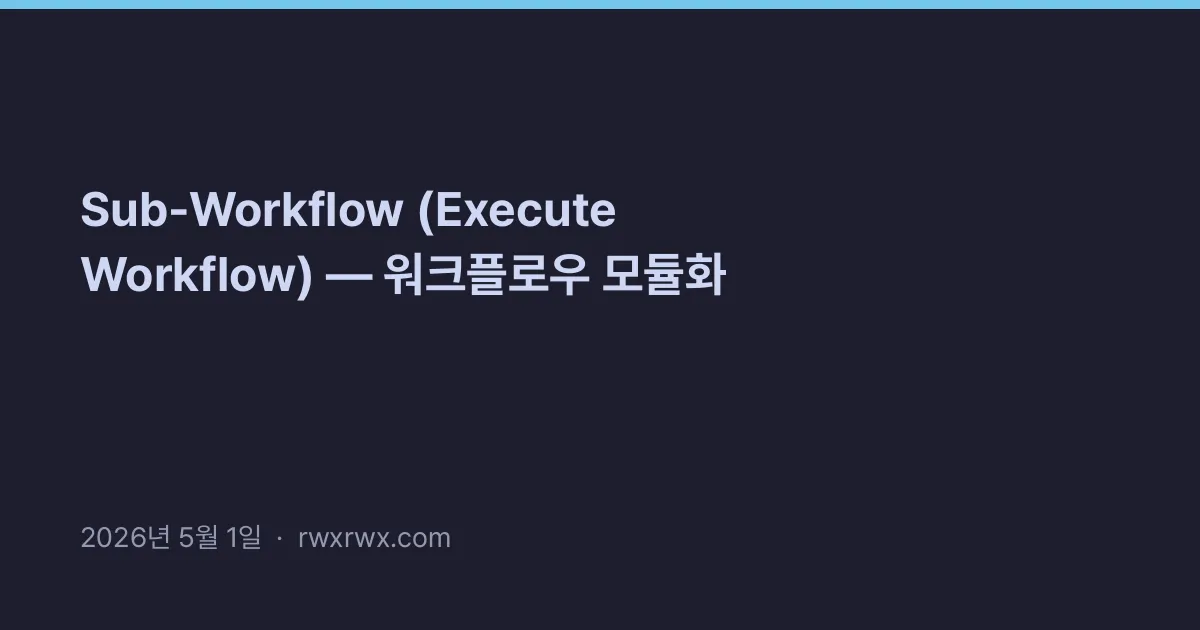 Thumbnail for Sub-Workflow (Execute Workflow) — 워크플로우 모듈화